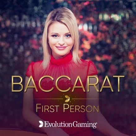 Official Table Games logo: First Person Baccarat by Evolution at Betico Casino