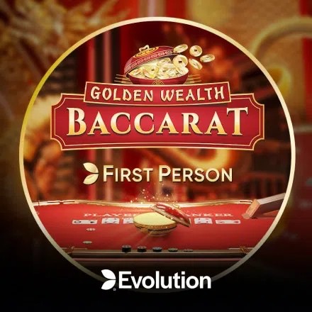 First Person Golden Wealth Baccarat casino game by Evolution – featured logo at Betico Casino